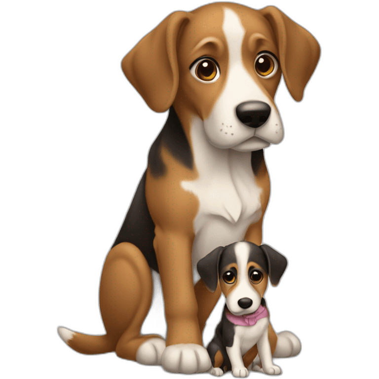 Chien et bébé chien emoji