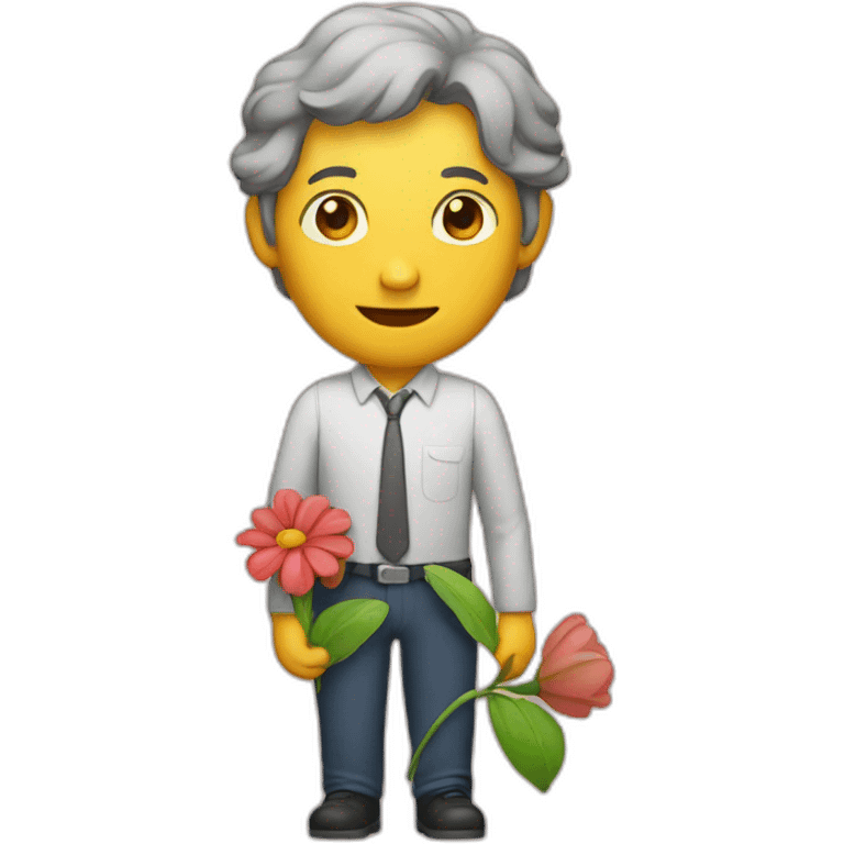 A man with a flower emoji