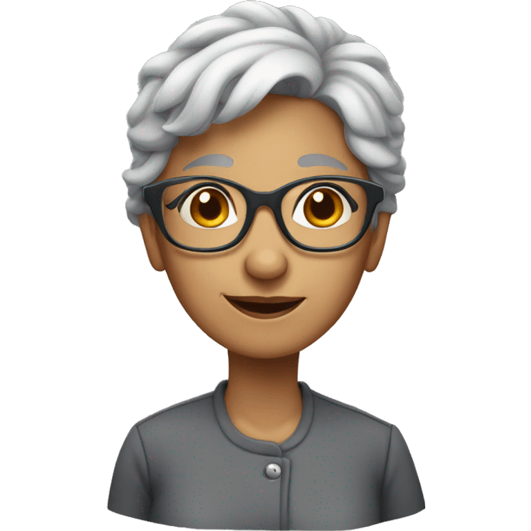 old female with short grey hair glasses cartoon emoji