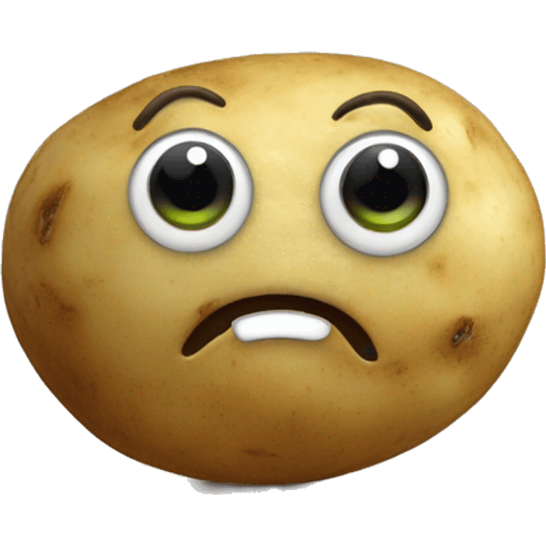 a potato with a face, one eye is slid down emoji