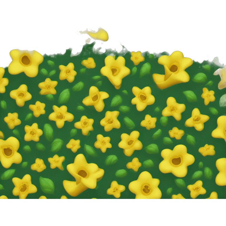 Trumpet shaped yelow flower with green inside  emoji