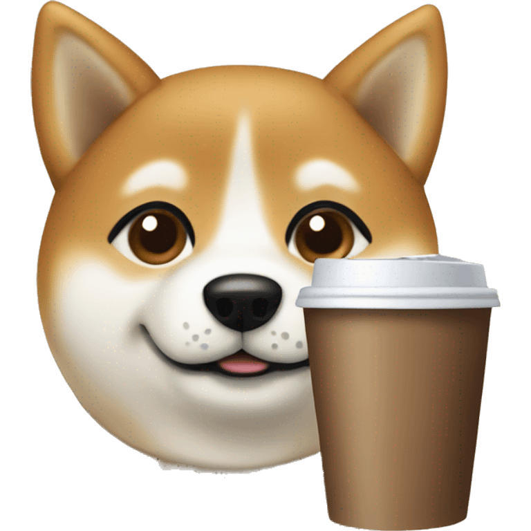 Shiba nu holding a coffee emoji