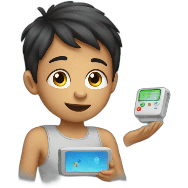 Child using an aac device emoji