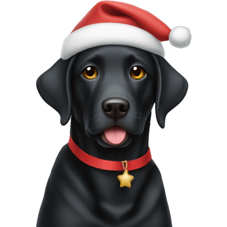 Black lab with a Christmas hat  emoji