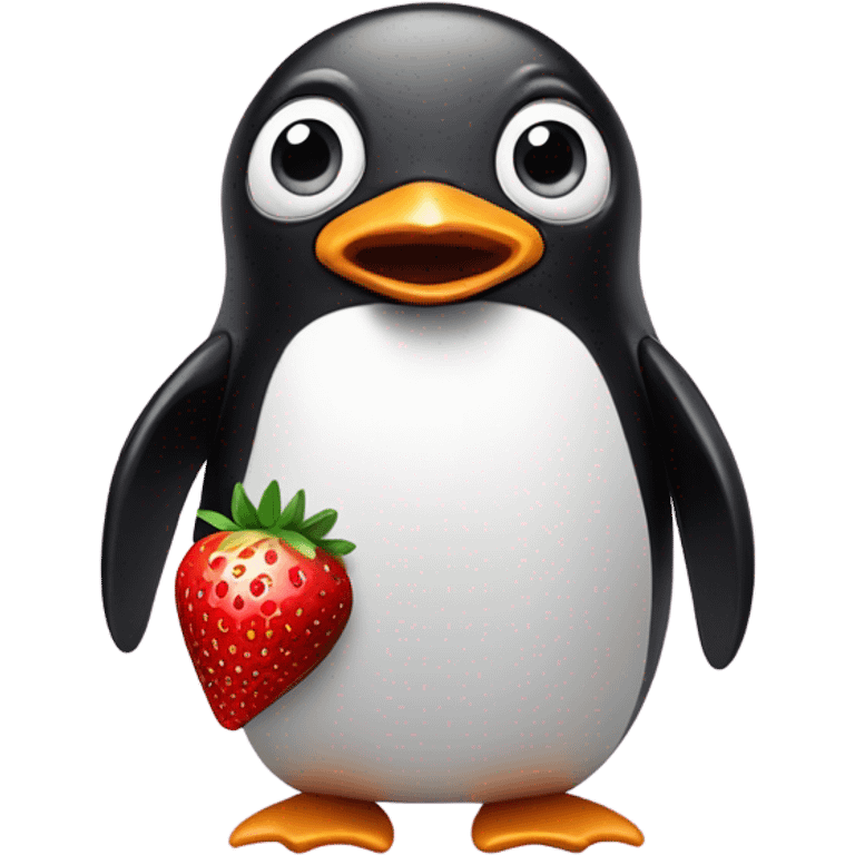 penguin surprised with chocolate strawberries gift  emoji