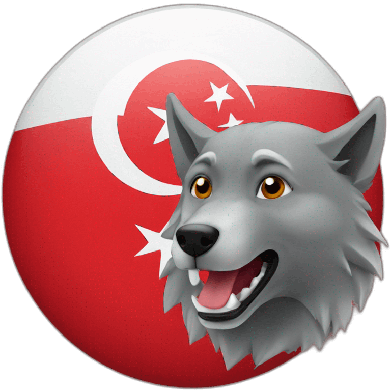 Turkish flag with a wolf emoji