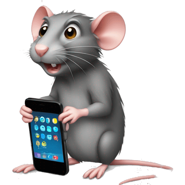 Rat with phone emoji