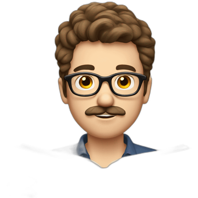 young white brown hair man with glasses and a goatie mustache reading a book emoji