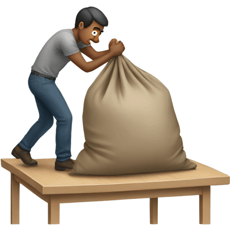 A man putting a heavy sack on a table emoji