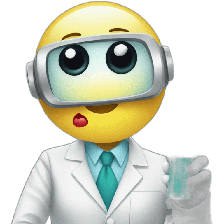 bot in medical pathology lab holding a biopsy sample emoji