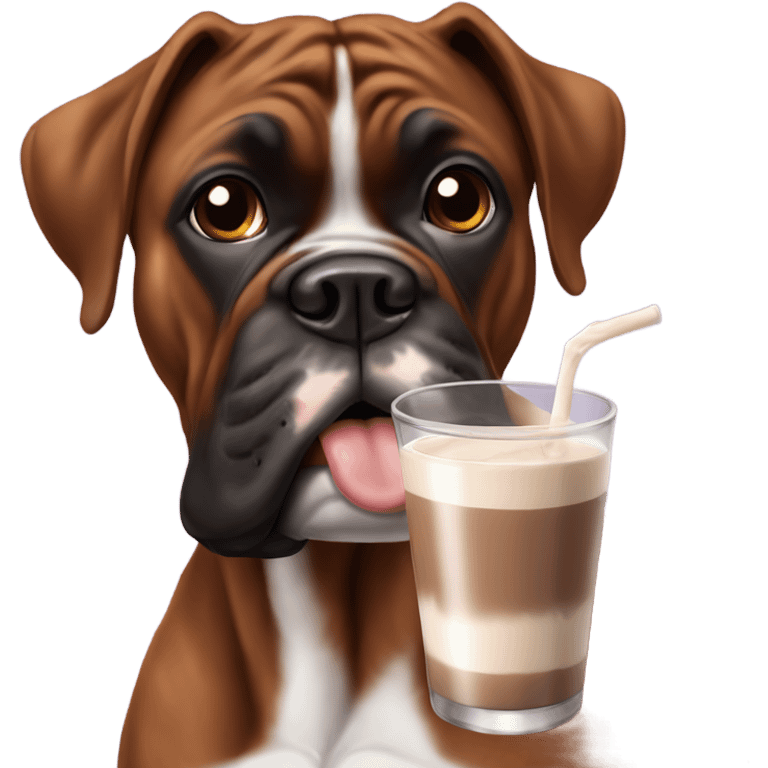 Brindle boxer drinking chocolate milk emoji