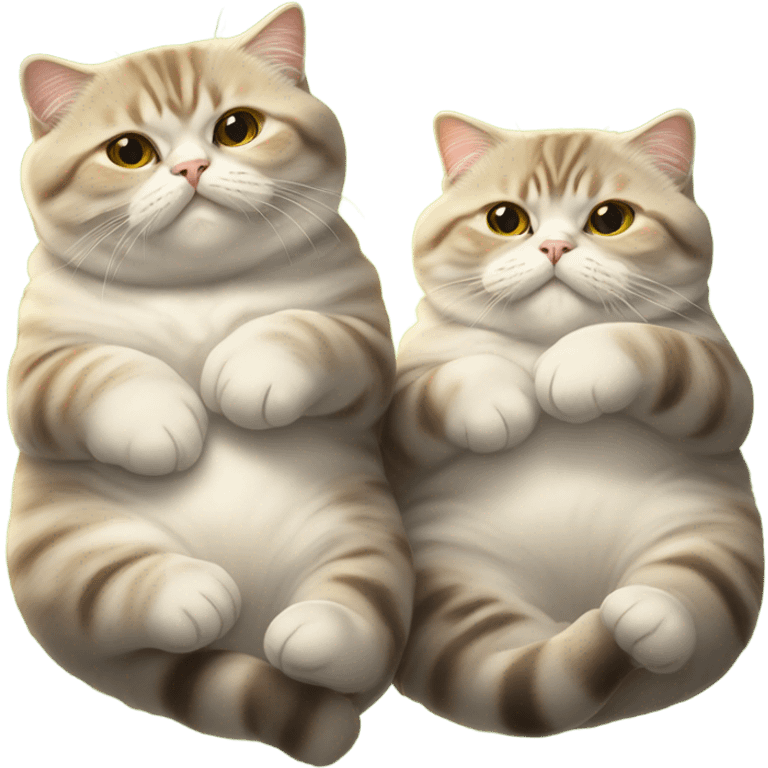 2 Scottish fold cats sunbathing belly up emoji