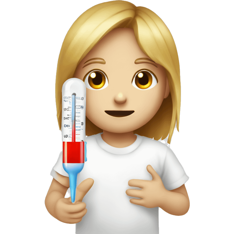 sick child, thermometer with high temperature emoji