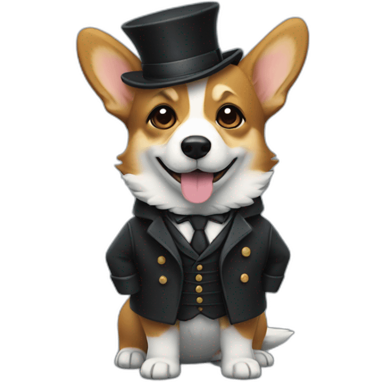 Corgi negro con traje de Sherlock holmes emoji