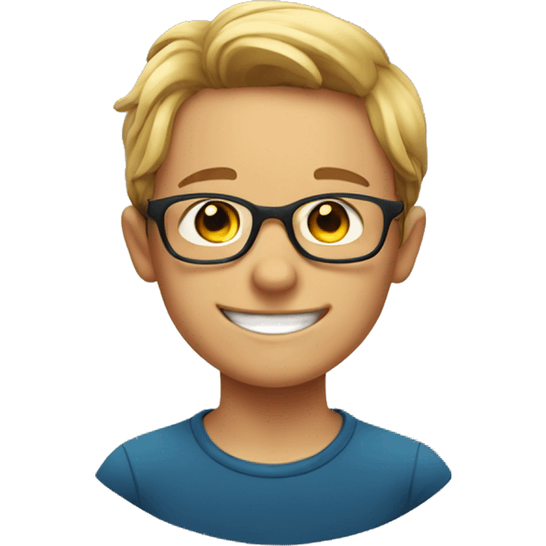 smiling boy with glasses indoors emoji