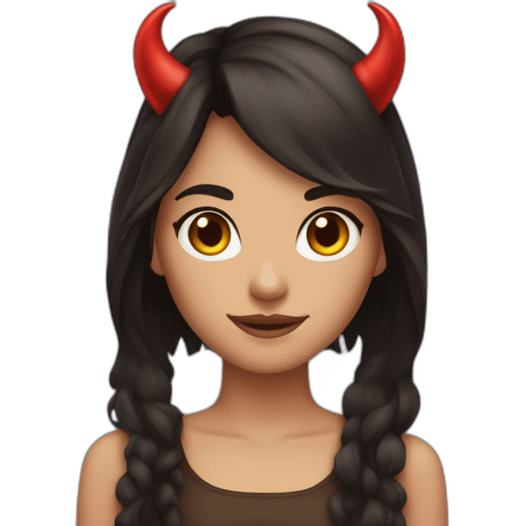 brunette girl with devil horns emoji