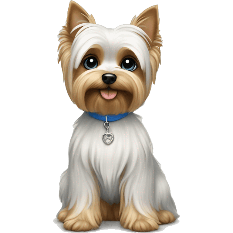 White yorkie with blue eyes sitting  emoji