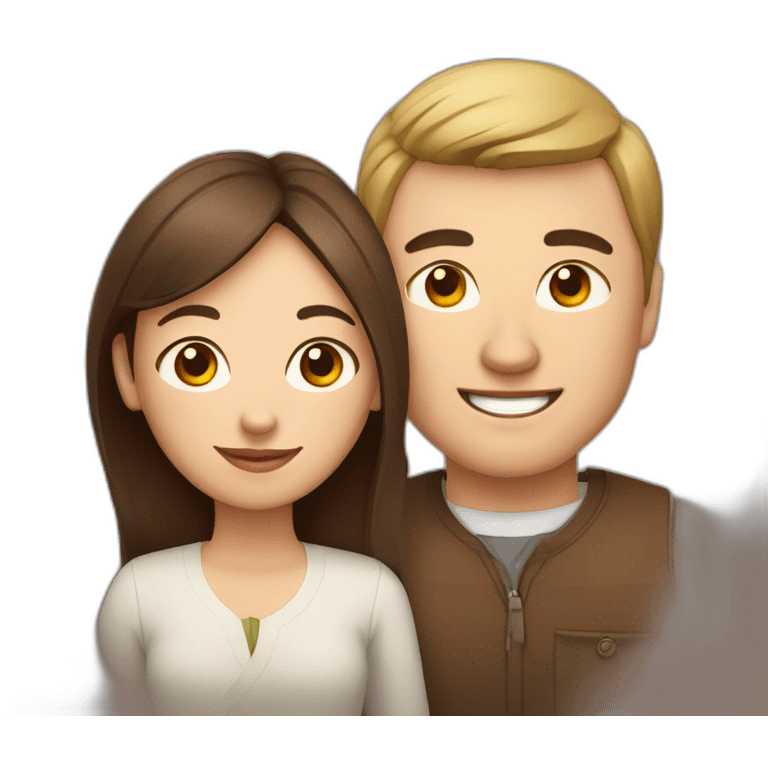 man and Chinese lady with brown Staffordshire terrier dog emoji