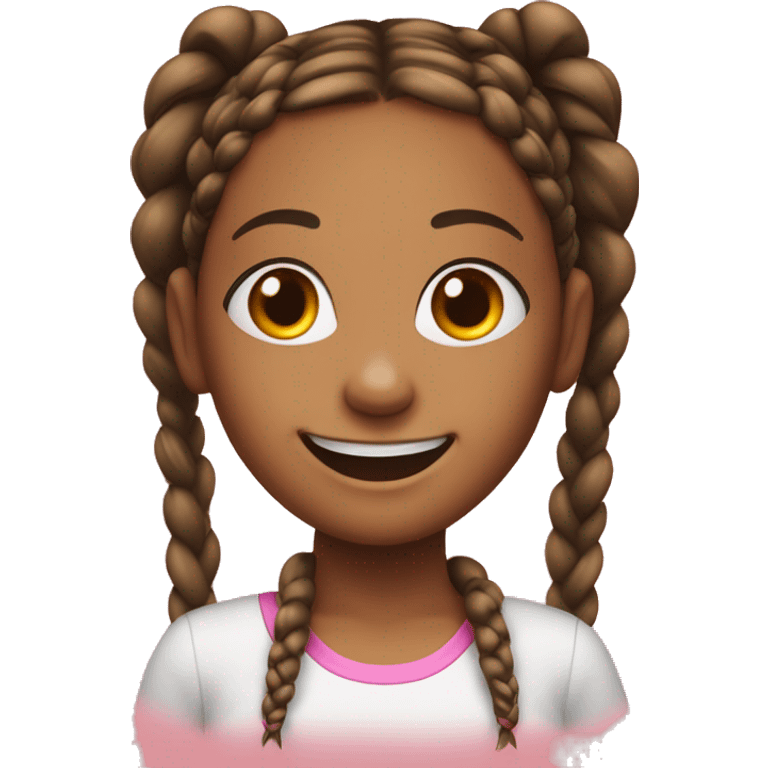 grinning girl with twin braids emoji