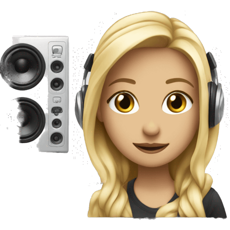 Audio technician blonde girl with a dj desk emoji