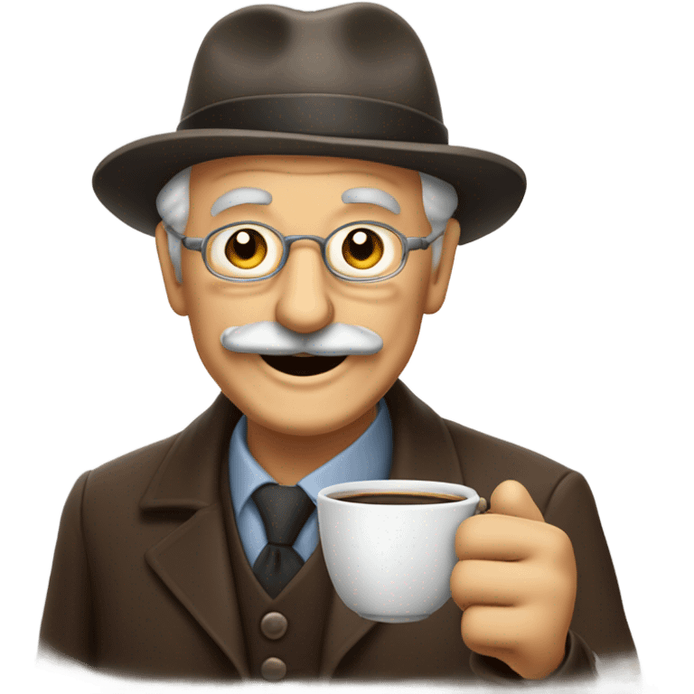 Grandpa with handlebar mustache drinking coffee emoji