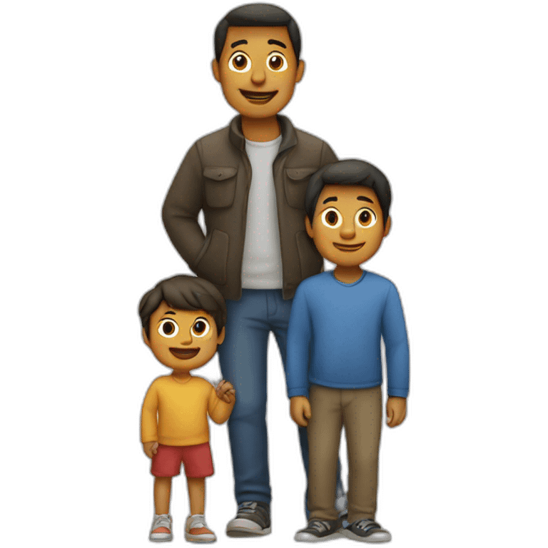 Homme avec ses 3 enfants emoji