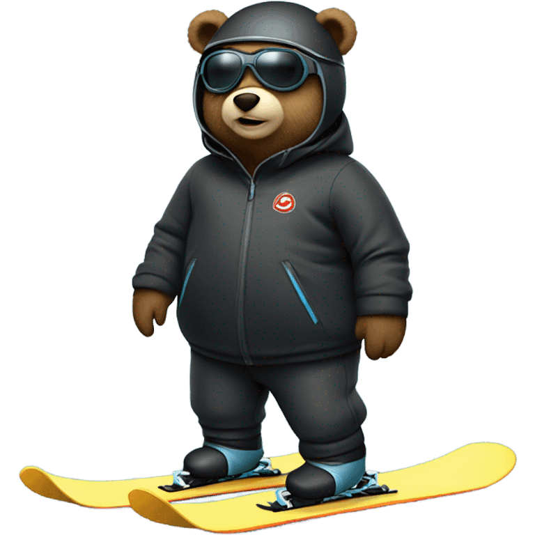 fat bear on skis black outfit emoji