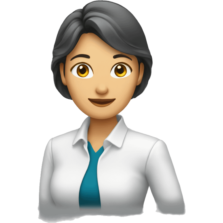 EJECUTIVA MUJER SALUDANDO CON LA MANO emoji