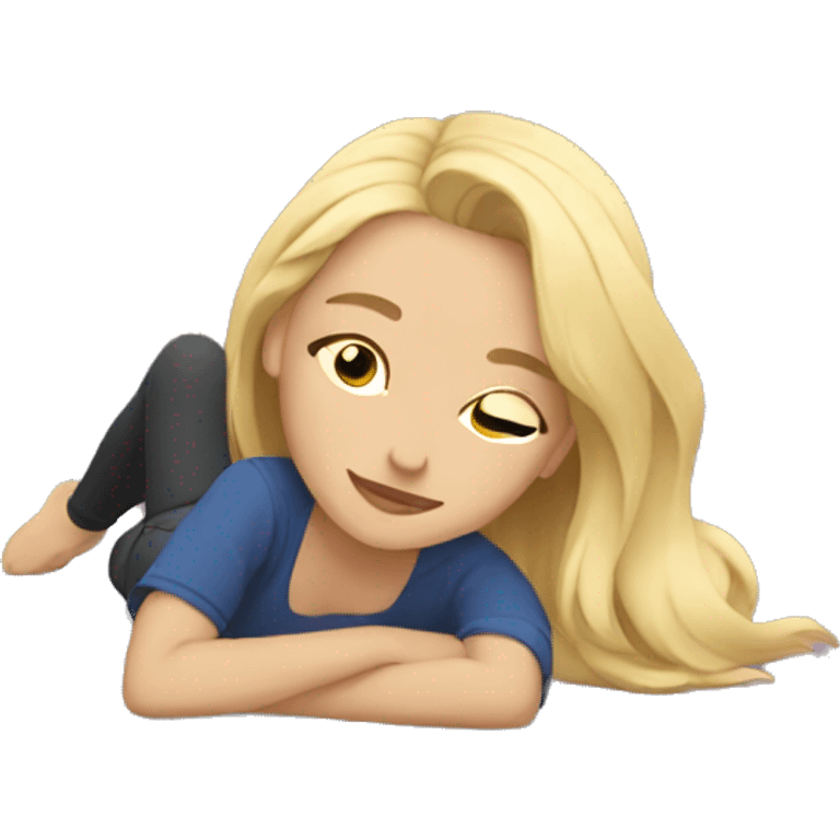 Blonde girl laying on floor  emoji