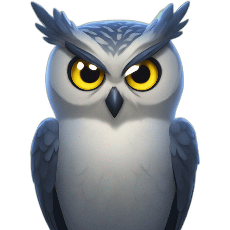 Owl with lightning symbol on forehead emoji