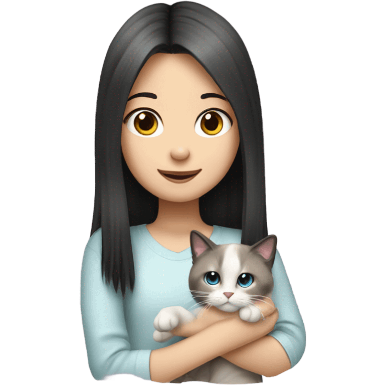 Chinese girl hand a Ragdoll cat  emoji