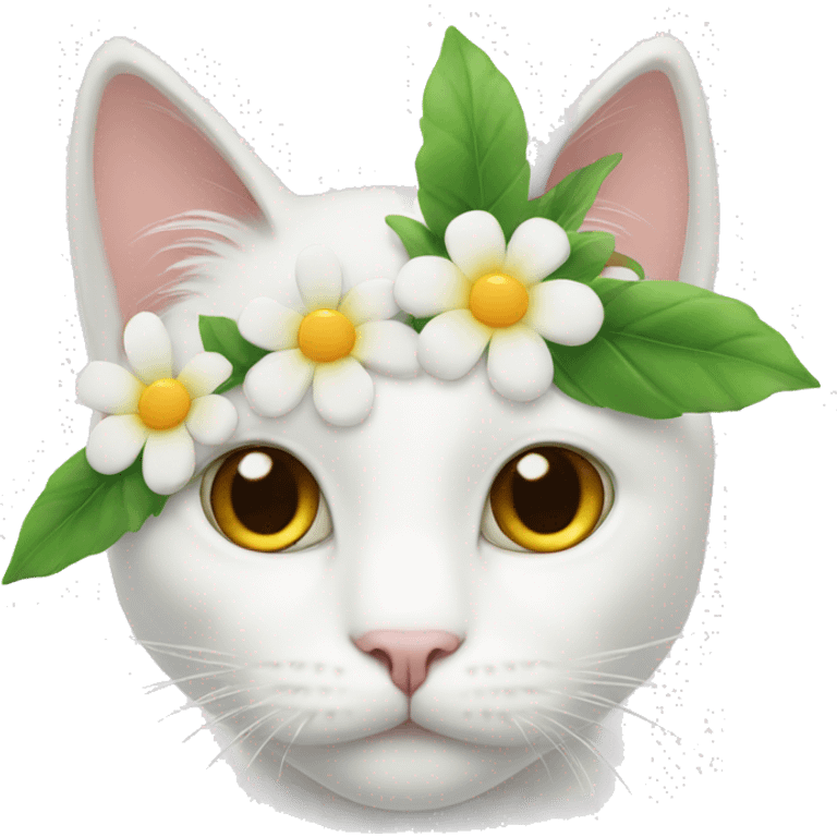 White cat with flower emoji