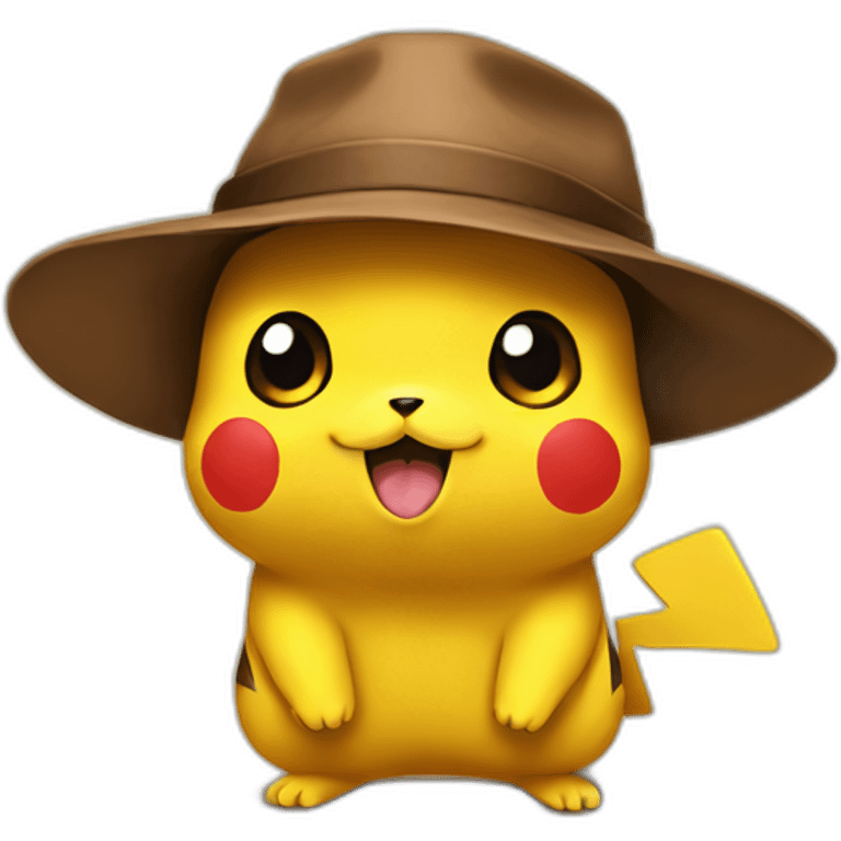 Pikachu with a brown hat emoji