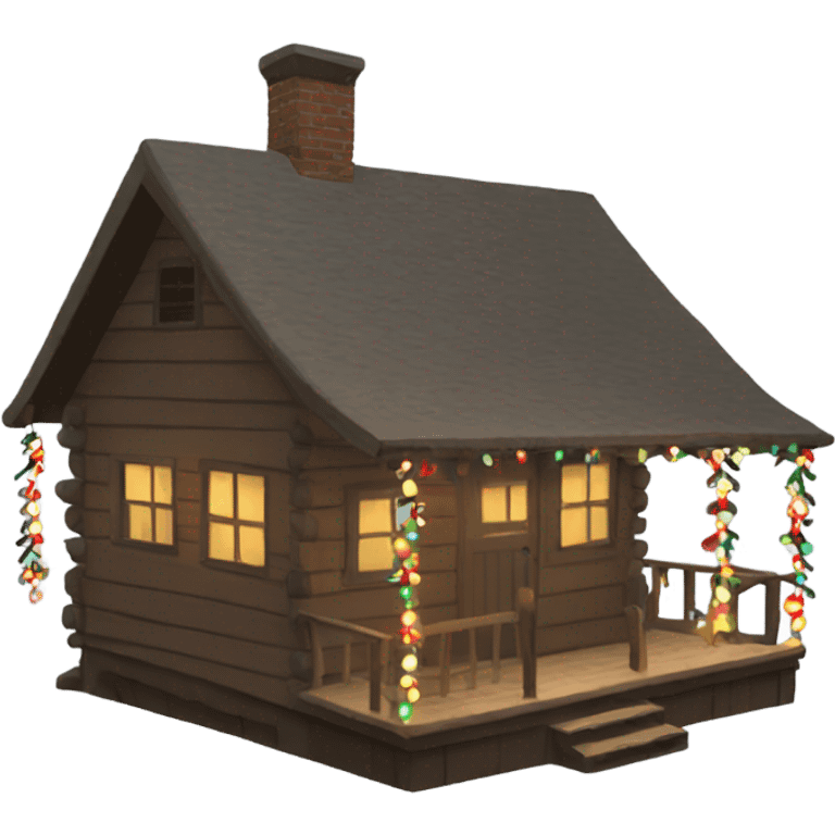 cabin with christmas lights emoji