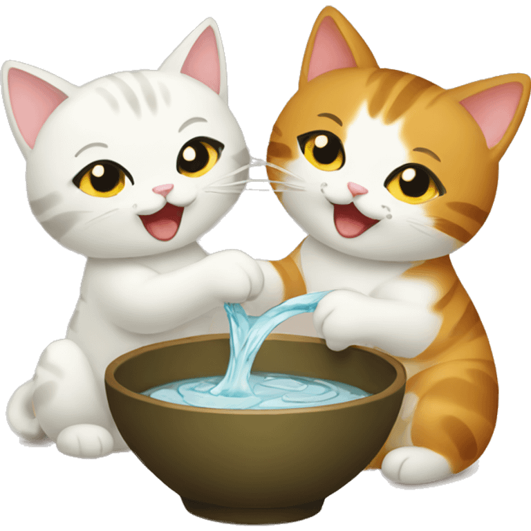 two cats drinking sake emoji