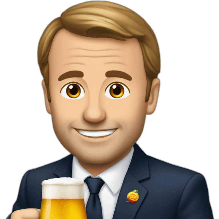 Macron buvant une bière emoji