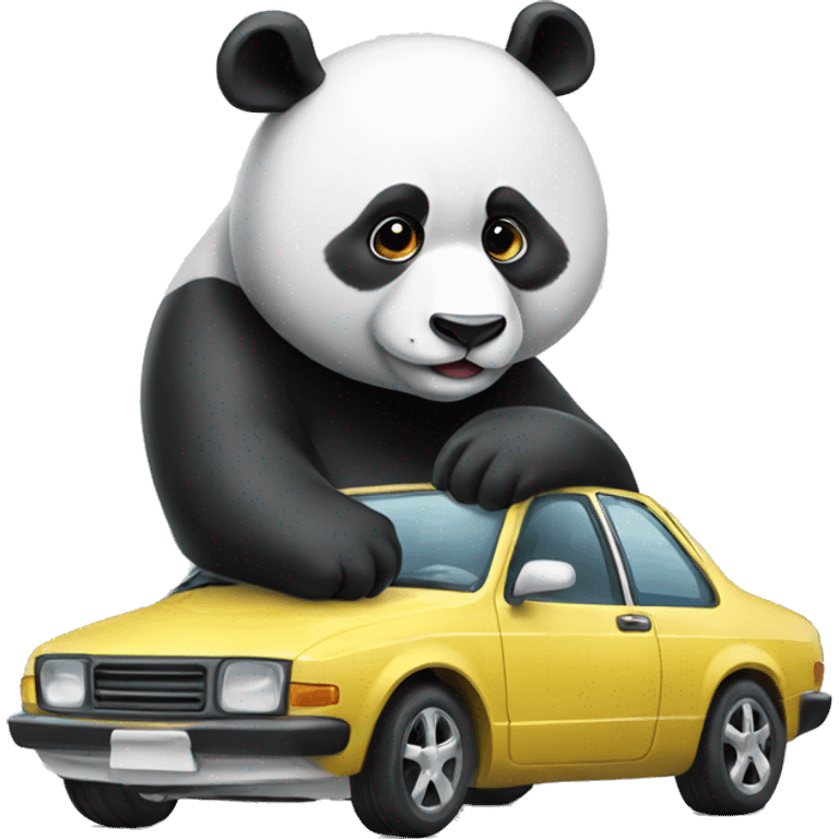 panda with a cool car emoji