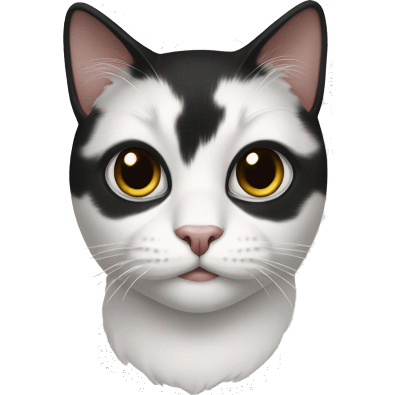 Black and white cat with a black nose  emoji