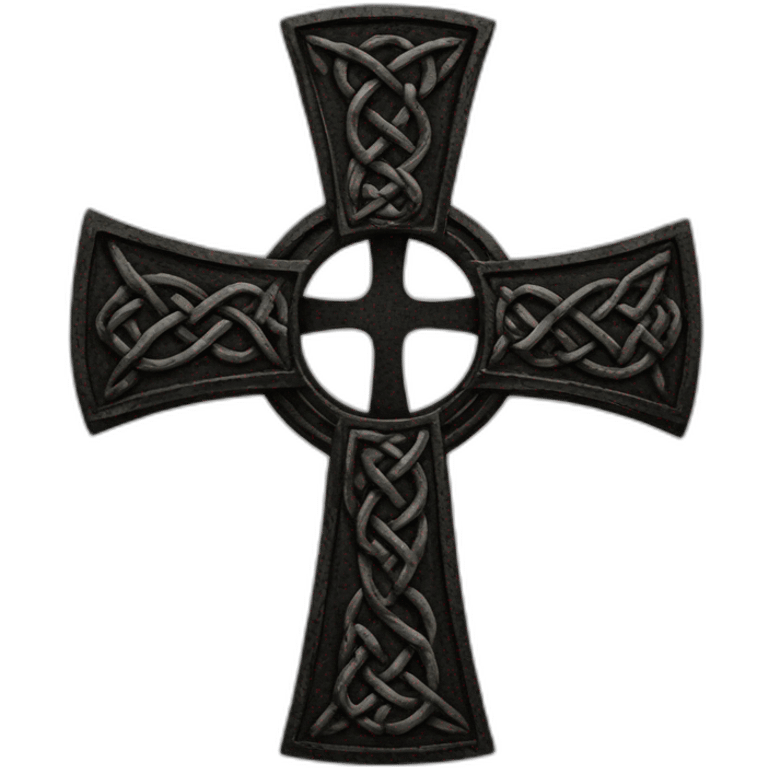 celtic cross on black flag emoji