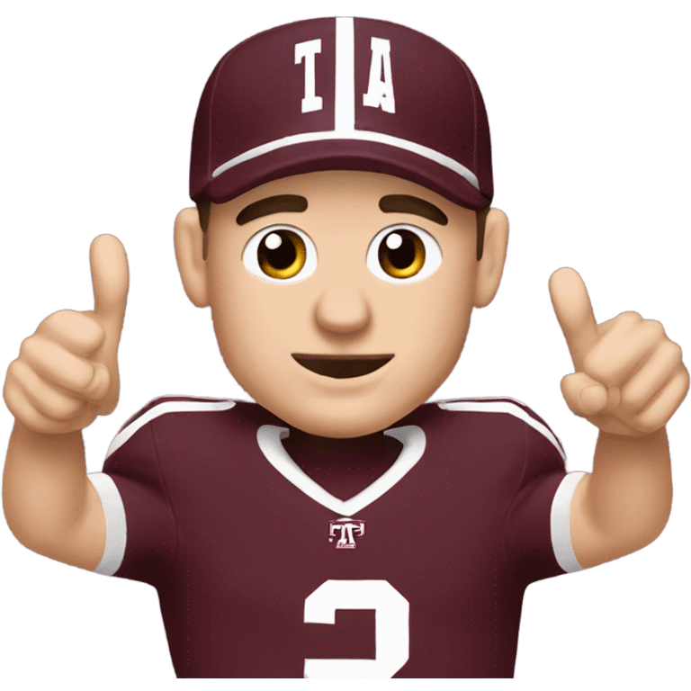 Johnny manziel in a Texas a&m maroon uniform holding up one thumb  emoji