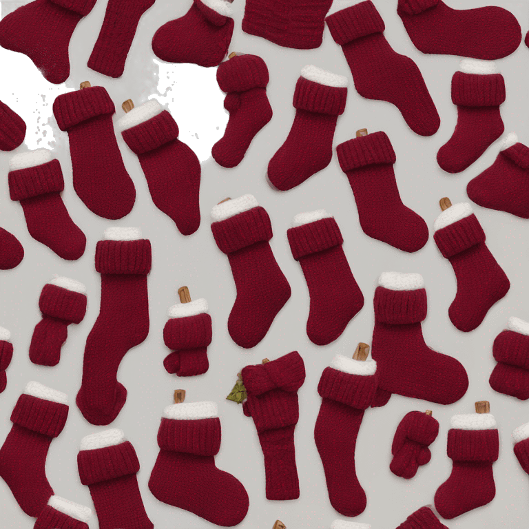 Wine red knit Christmas stocking emoji