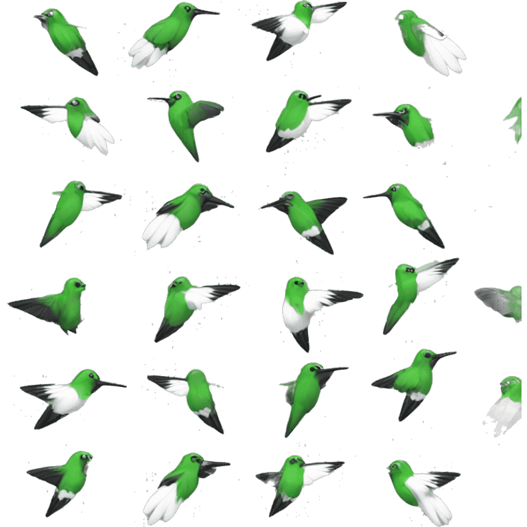 Green black white hummingbird  emoji