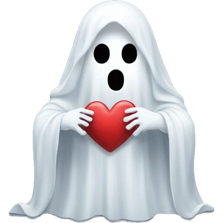 A ghost holding out a heart emoji