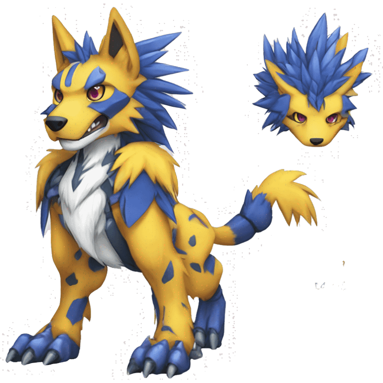  Cool Edgy Digimon-Fakemon-Garurumon-Loogamon-Dorulumon-Wolf with edgy markings full body emoji