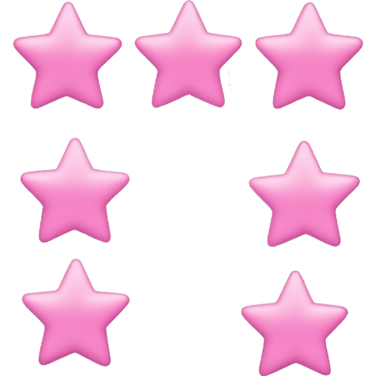 Three small pink , five-pointed stars grouped together. The stars have a slightly elongated shape, giving them a twinkling effect. They vary in size, with the largest star in the center and two smaller stars on either side.  emoji