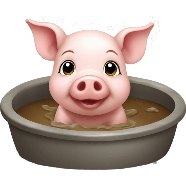 cute baby pig in a mud bath emoji