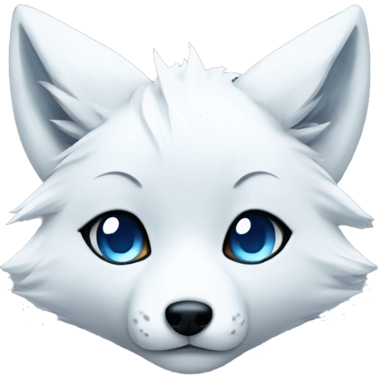 white fox with ice on forehead, anime emoji