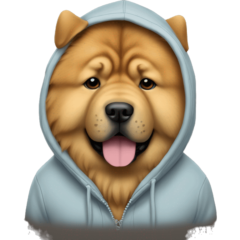 A chow chow dog wearing a hoodie emoji