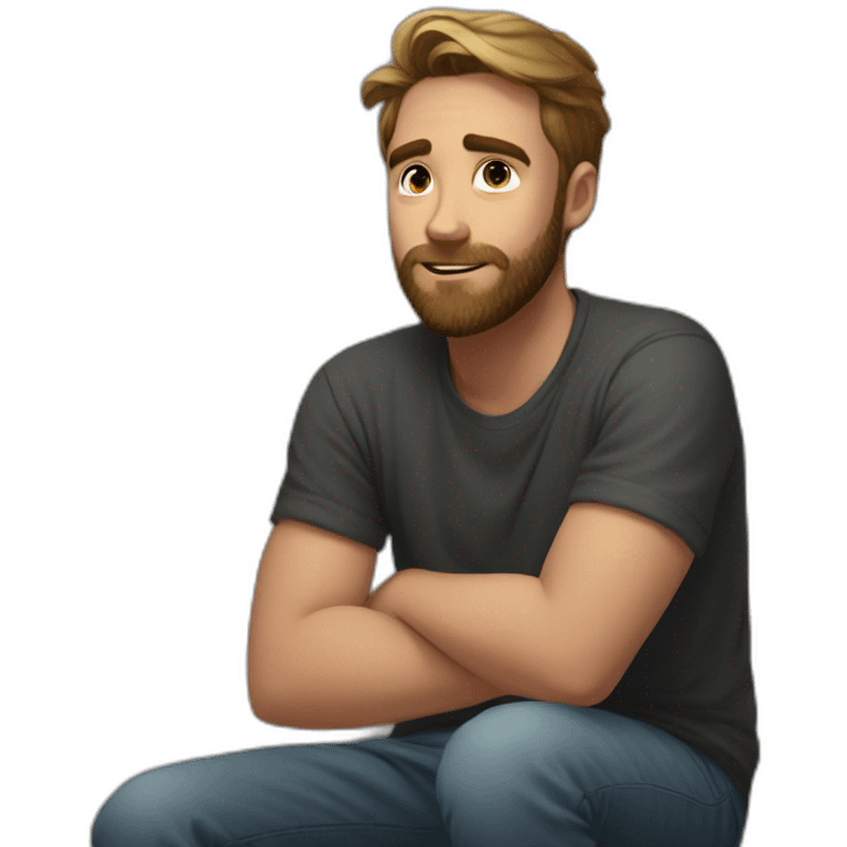 20 year old bearded man sitting on the floor in the corner of a room, wondering if he is going to be forever alone emoji