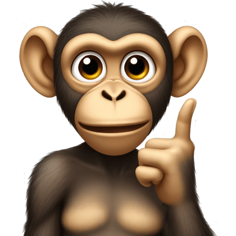 Monkey doing the duck lips and holding up two fingers emoji